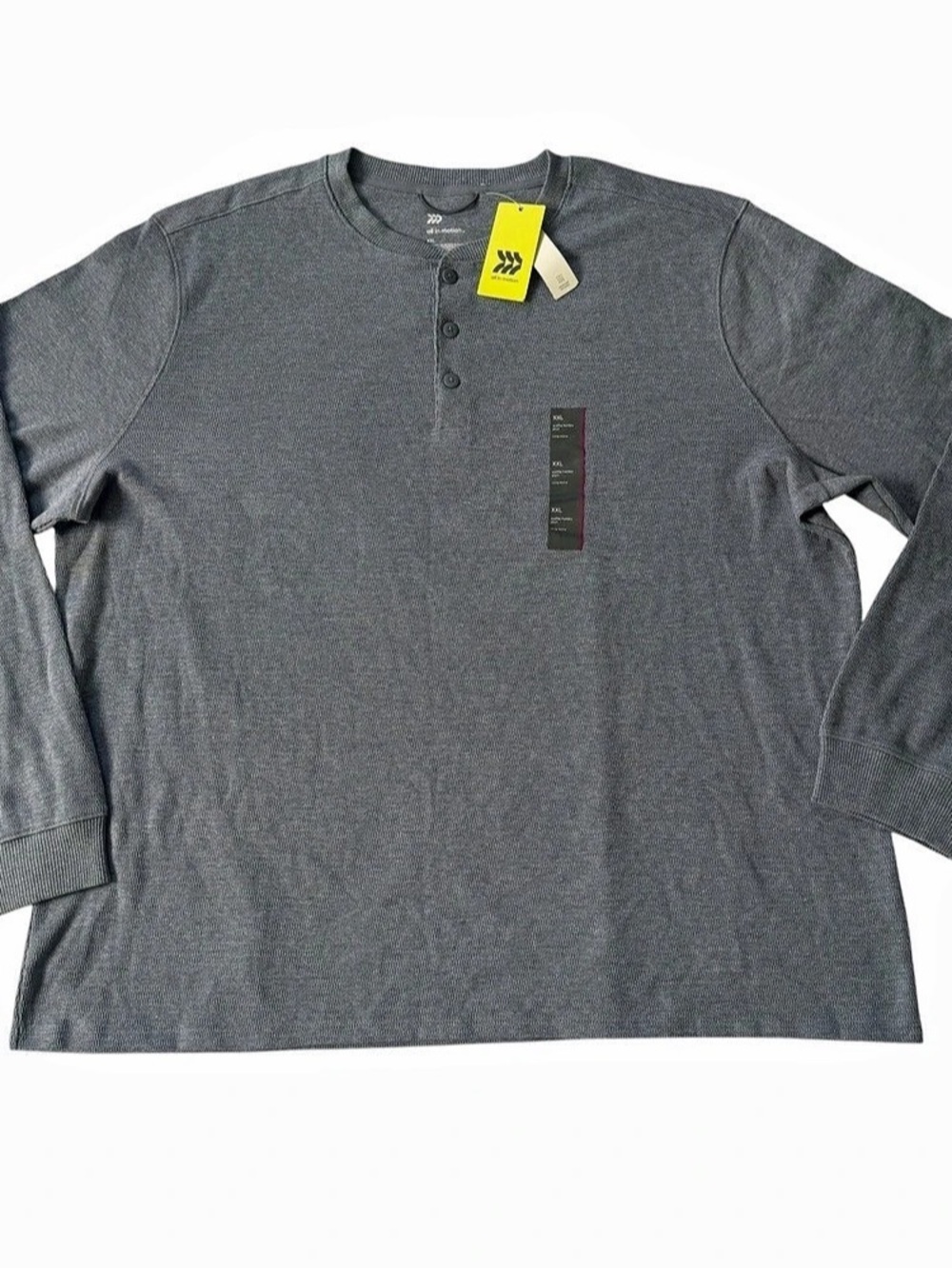 All in Motion Men’s XXL Dark Blue Waffle Knit Henley Long Sleeve NWT
